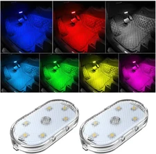 2 PCS Car Led Lights Interior, Super Bright Car Wireless Bulb, USB Rechargeable
