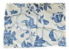 British 100% linen "Arles" fabric sample 23"X17" Blue cream floral Vintage