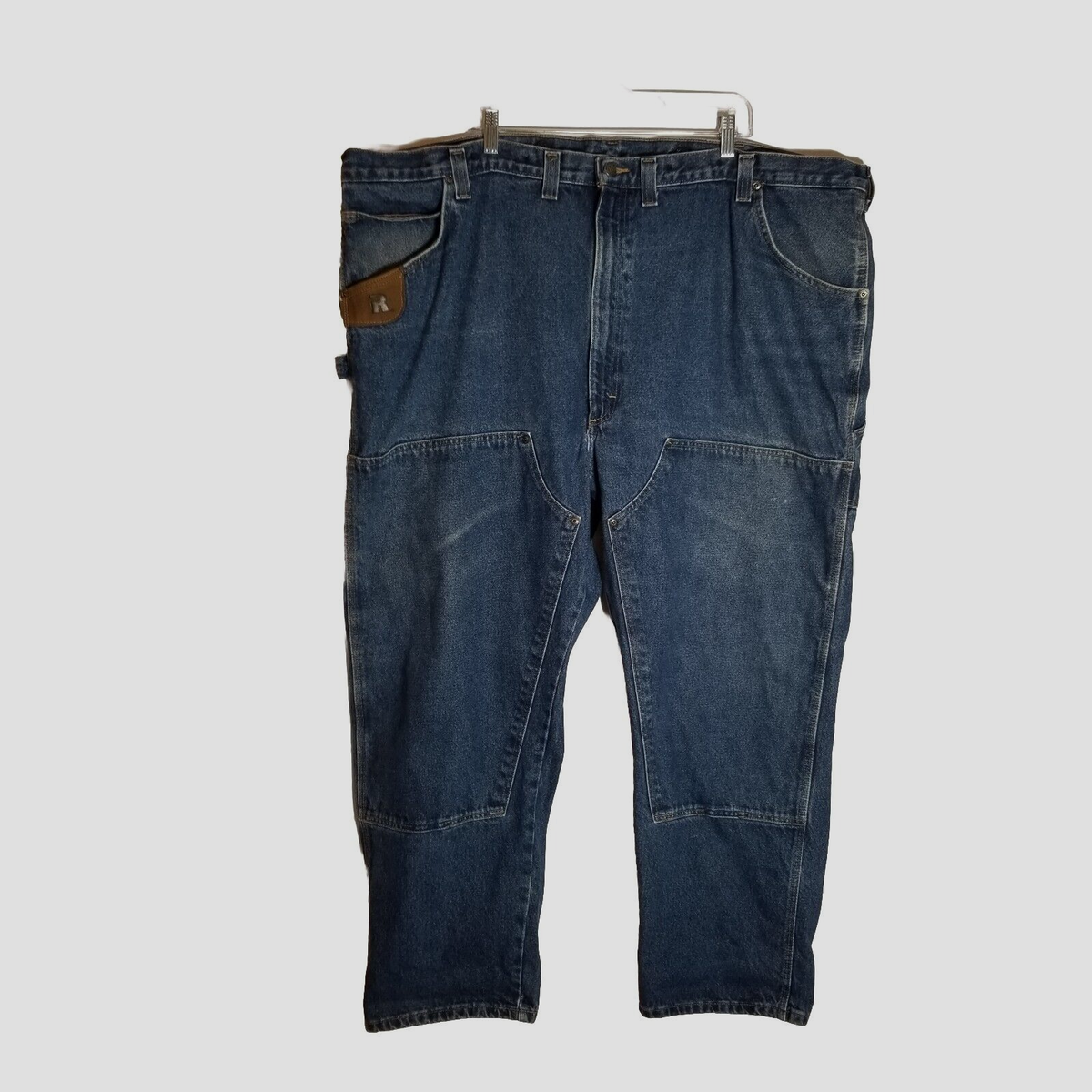 Riggs Workwear Wrangler Jeans Men's 52x32 Carpenter Blue Denim Double Front