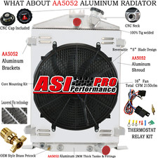 3 Row Aluminum Radiator Shroud Fan For 1932 Ford Hi-boy Hot Rod Rat Rod Chevy V8