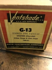 Rain Guards 2Pc Window Vent Visor Shade For Chevy 1980-1981 Citation NOS Steel