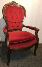 Barock STUHL ⭐  Chippendale SESSEL Armlehne samt rot Armlehnstuhl VINTAGE