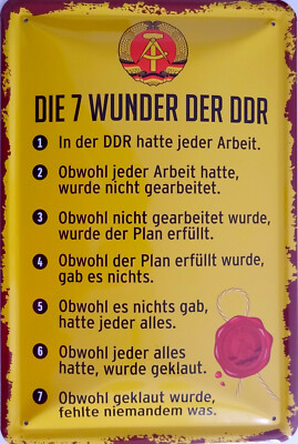 Blechschild Schild 20x30 cm - Wunder der DDR Ostalgie ost Arbeit Planwirtschaft 