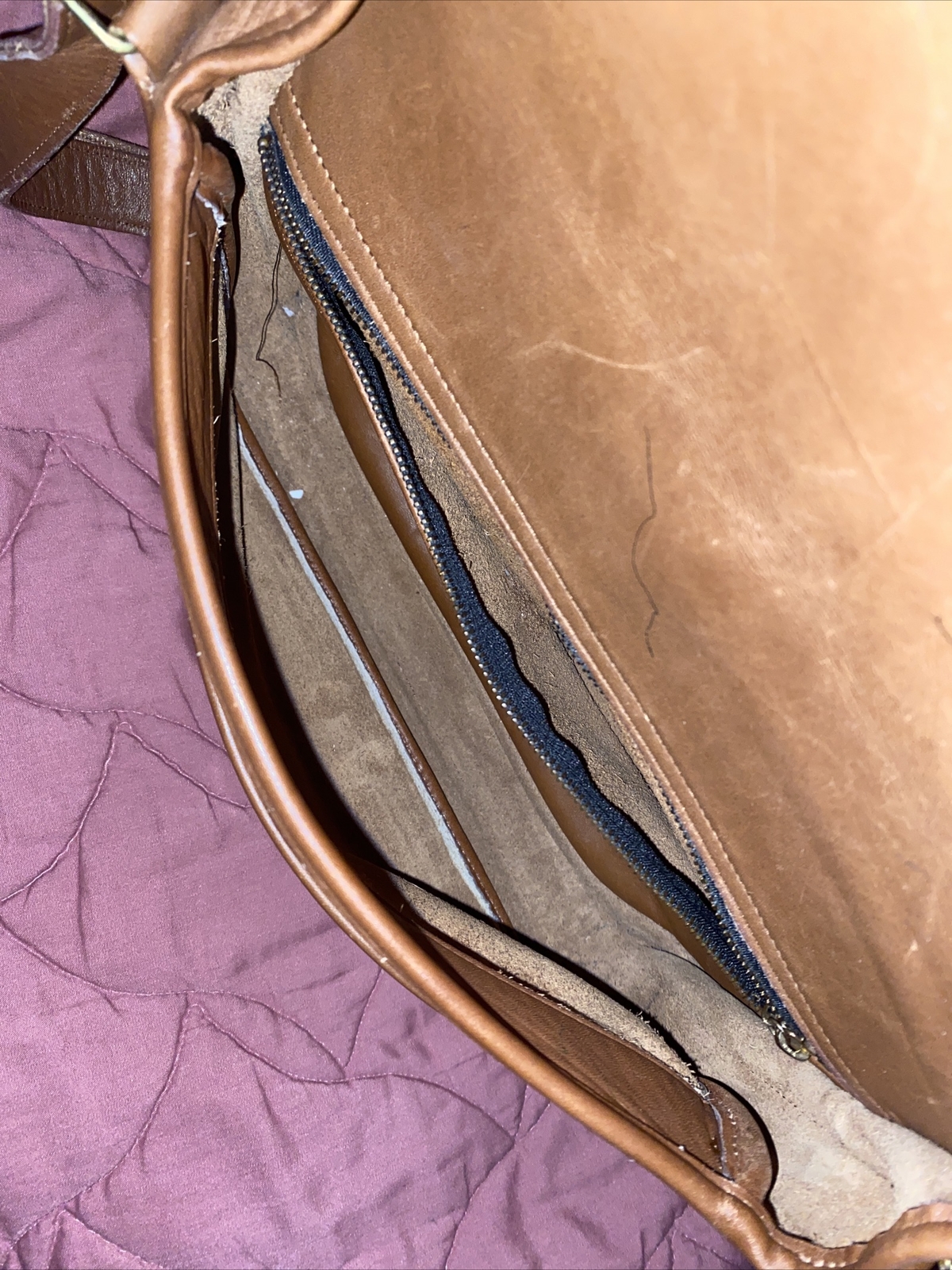 Vintage Brown Leather Coach Saddle Side Bag Cross Bod… Gem