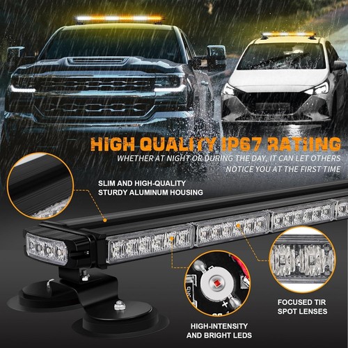 XRIDONSEN 28.4" 80 LED Roof Top Strobe Light Bar Amber/White - Picture 6 of 6