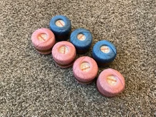 J&P Coats Pearl Cotton 5 Crochet Embroidery Thread Lot Vintage Blue Pink