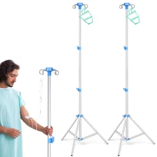 2 Pack Portable IV Pole Stand Rack Collapsible Stand with 2 Drip Bag Iv Supplies