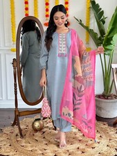 Indian Bollywood Top Tunic Kurta Set Pakistani Party Wear Kurti Pant Dupatta Set