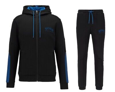 Hugo Boss Athleisure Saggy Hadiko 50430548 Hooded Mens Tracksuit Black Jogsuit | eBay