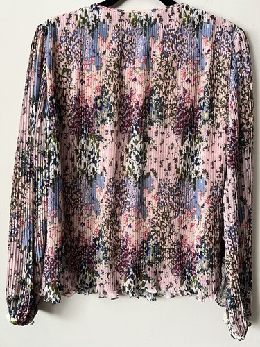 Ted Baker London Kaylahn Ditsy Accordion Pleat Blouse Pink Floral Size 4 US 10 - Picture 5 of 8