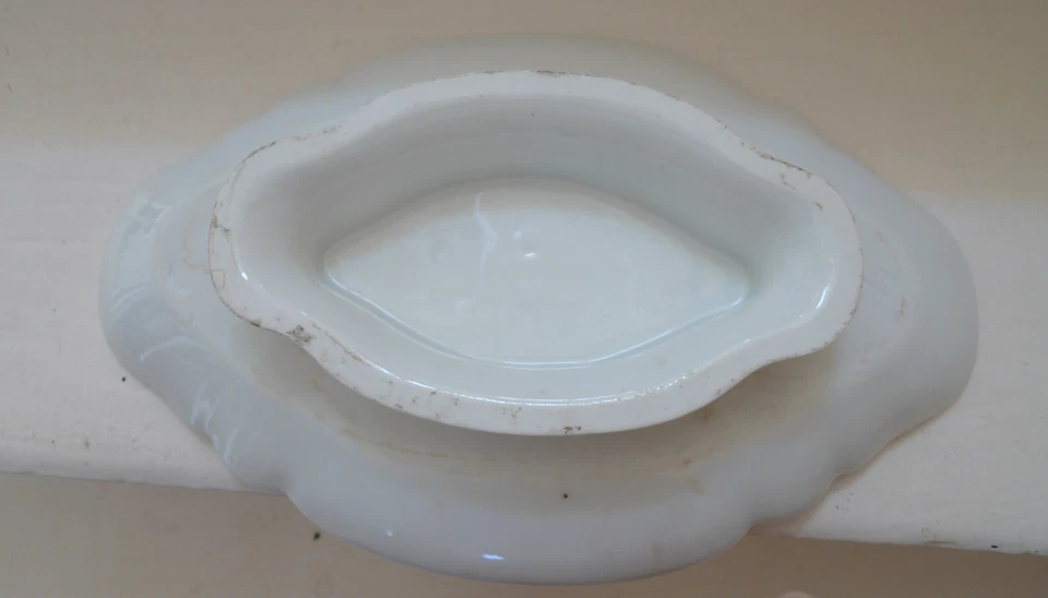 PRESENTOIR SERVITEUR ANCIEN POUR 6 CREMIERS POTS A CREME SUR PIED PORCELAINE - Photo 3/4