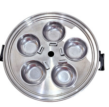 Vintage Stainless Steel 5 Egg Poacher Pan Insert Cups Complete Set 10.5"