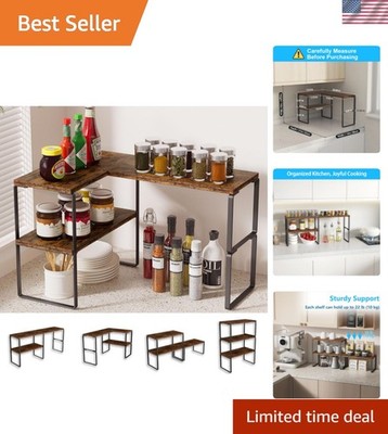 Countertop Organizer Corner Shelf, 2-Tier Adjustable Stackable Corner Shelves...