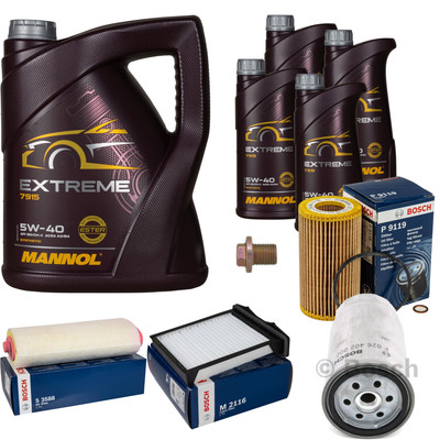 BOSCH Inspektionspaket 9 L MANNOL Extreme 5W-40 für Land Rover Freelander 2.0