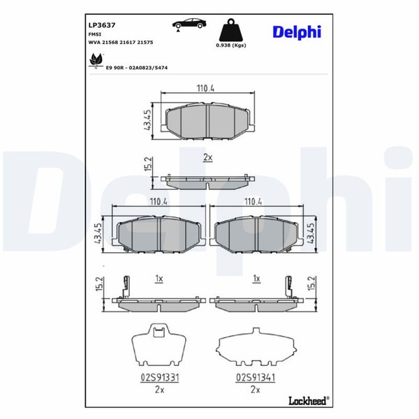 Bremsbelagsatz Scheibenbremse Delphi LP3637 FüR Suzuki Jimny A6G Allgrip JB74W-image