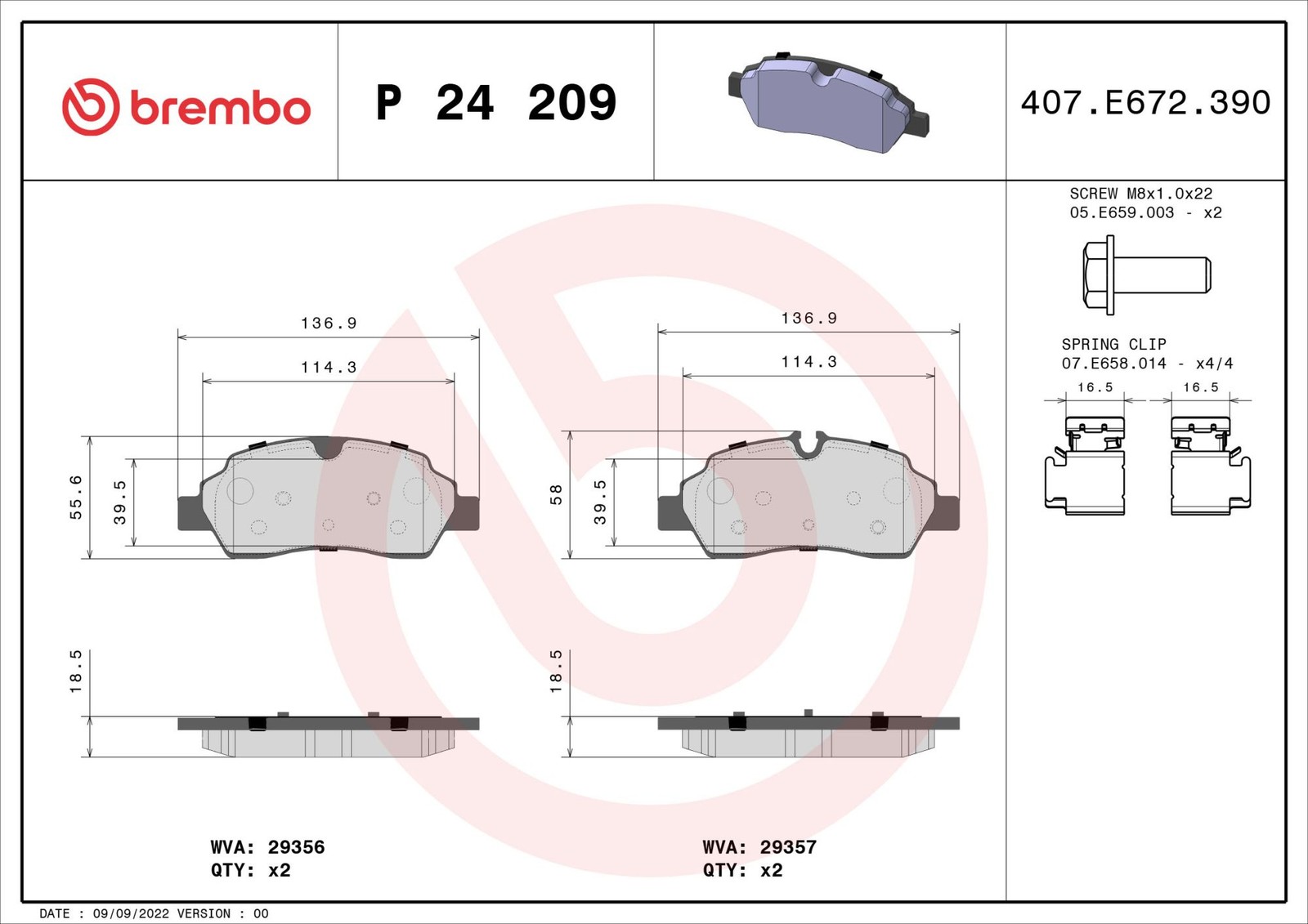 Plaquettes de frein Brembo P 24 209 performance de freinage stable sans sifflement
