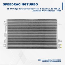 3320 Aluminum A/C Condenser For 2005-2007 Chrysler Town & Country Grand Caravan