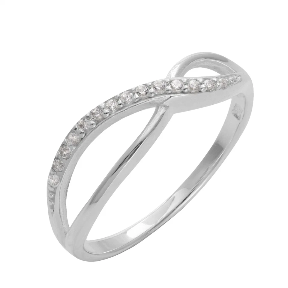 Silverly Anello Argento 925 14 Zirconi Simbolo Infinito Amore Fidanzamento - Immagine 2 di 4