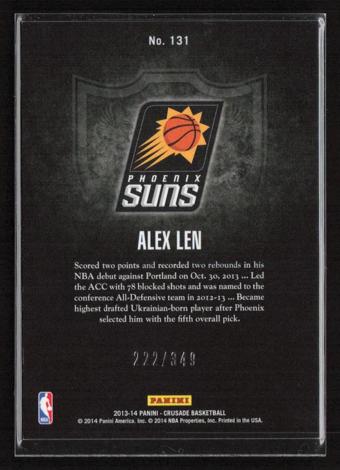 Alex Len 2013-14 Panini Crusade #131 Crusade Red /349 Phoenix Suns - Image 2 of 2