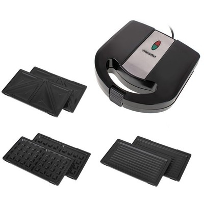 Mesko Kontaktgrill Sandwichtoaster 3 in1 Sandwiches Waffel u. Grillplatte MS3045