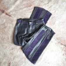 Vintage 60s 70s Leather Pants Suede Panel Switch Soft Leather Size M