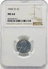 1943-D Steel Cent NGC MS64