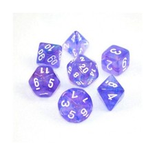 Chessex Borealis Dice Poly Set Purple w/White (7) (1st Ed) EX