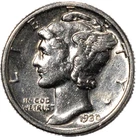 1930-S Mercury Dime 10c AU/UNC+ Cleaned Details