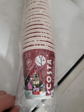 36 x Small Costa Coffee Christmas Design Cardboard Paper Cups Brand New Sealed