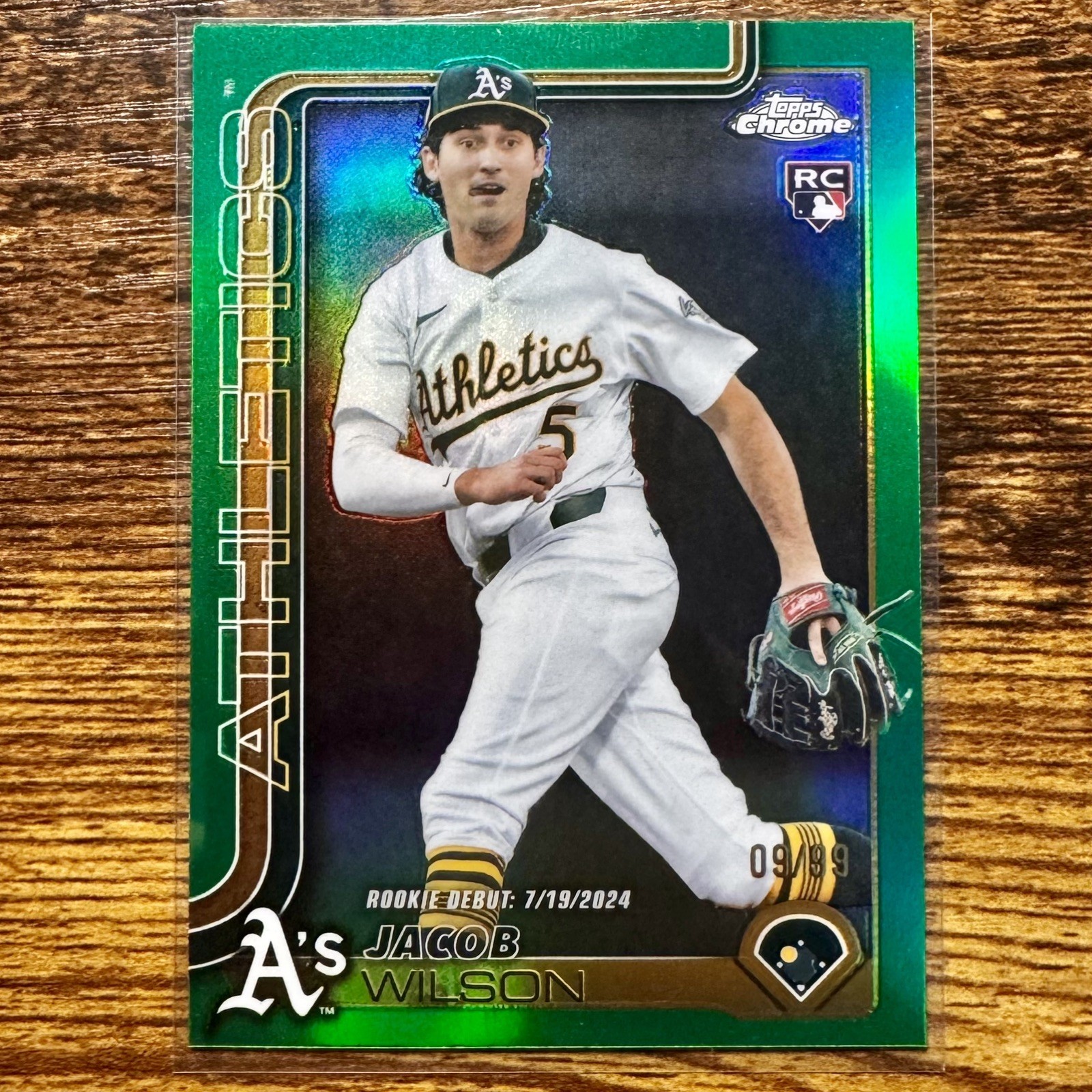 2025 Topps Chrome Update Jacob Wilson #USC150 Green Refractor RC /99 Athletics