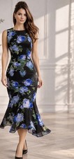 NEW $119 Calvin Klein Dress Size 10 Romantic Floral Floral Peony Flounce Hem CK