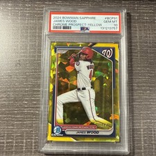 2024 Bowman Sapphire Edition Chrome Prospects James Wood #BCP-91 Yellow /75 RC 