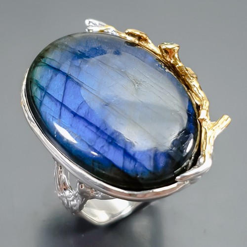 Jewellery 35ct+ Natural Labradorite Ring 925 Sterling Silver Size 7.5 /R401984 - Picture 1 of 8