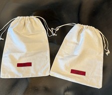 Valentino Garavani Set of 2 Cotton Dust Bags Cream Red Logo Drawstring Storage