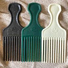 Vintage GOODY Plastic Hair Pick Afro Lift Comb Crocodile Textured 6.5" USA Lot