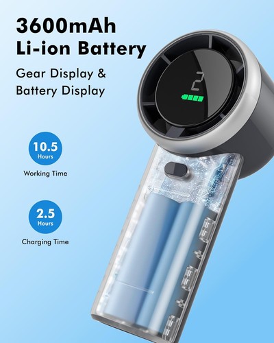 Portable Fan Handheld Mini Fan: High Speed Cooling 10 Hours Battery Black - Picture 4 of 7