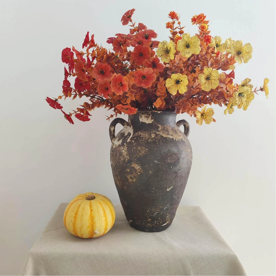 Jarrón de cerámica negro - Jarrón rústico de granja de 10", terracota envejecida vintage... Foto 3 de 4