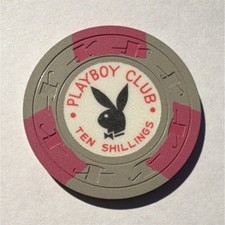 Playboy Club London Casino Chip 10/- Ten Shillings Gray & Pink