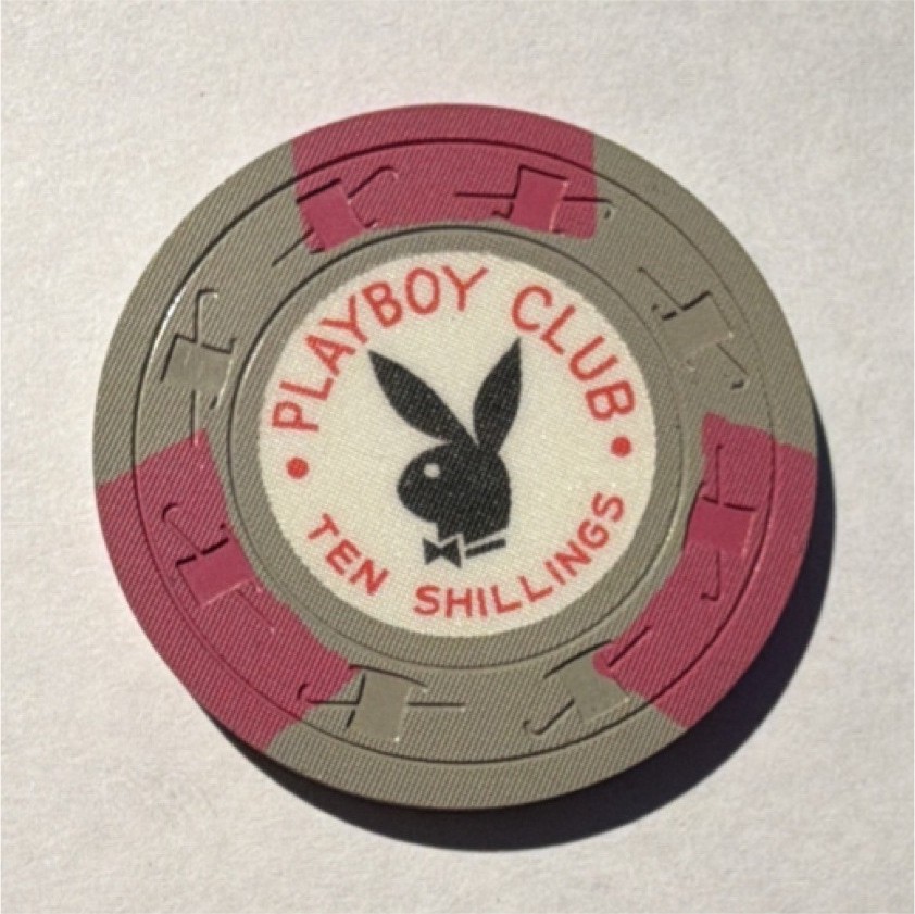Playboy Club London Casino Chip 10/- Ten Shillings Gray & Pink