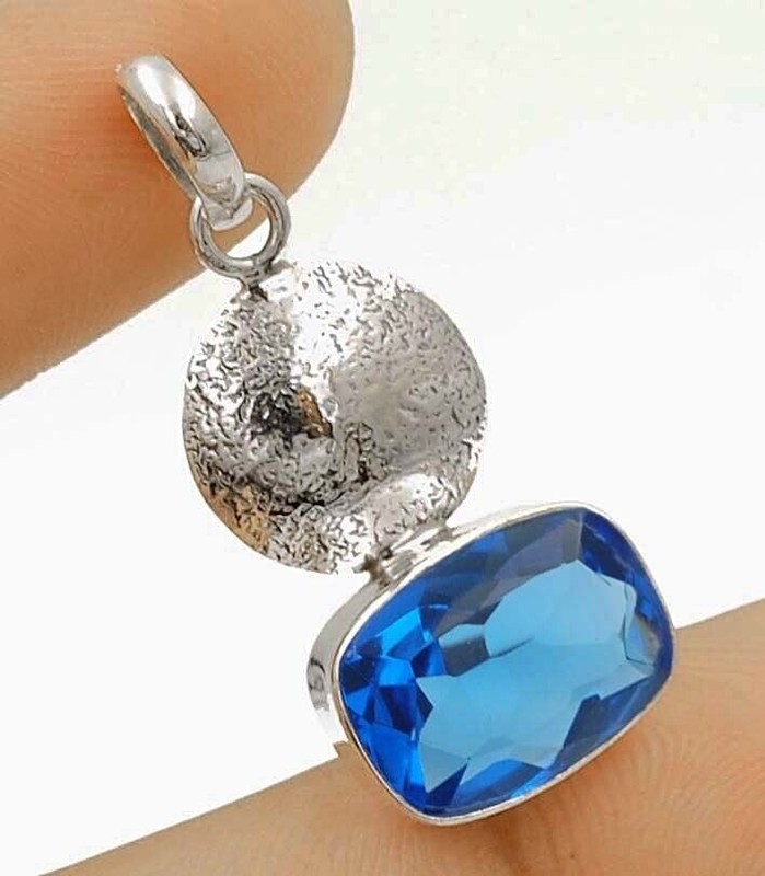4CT Natural Kyanite 925 Sterling Silver Pendant Jewelry 1 1/4" Long @9-2
