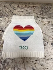 Mark and Graham Dog Sweater Heart Size Medium Monogram “ TEDDY”