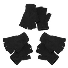 3 Pairs Fingerless Gloves Warm Knit Half Finger Gloves for Men Women