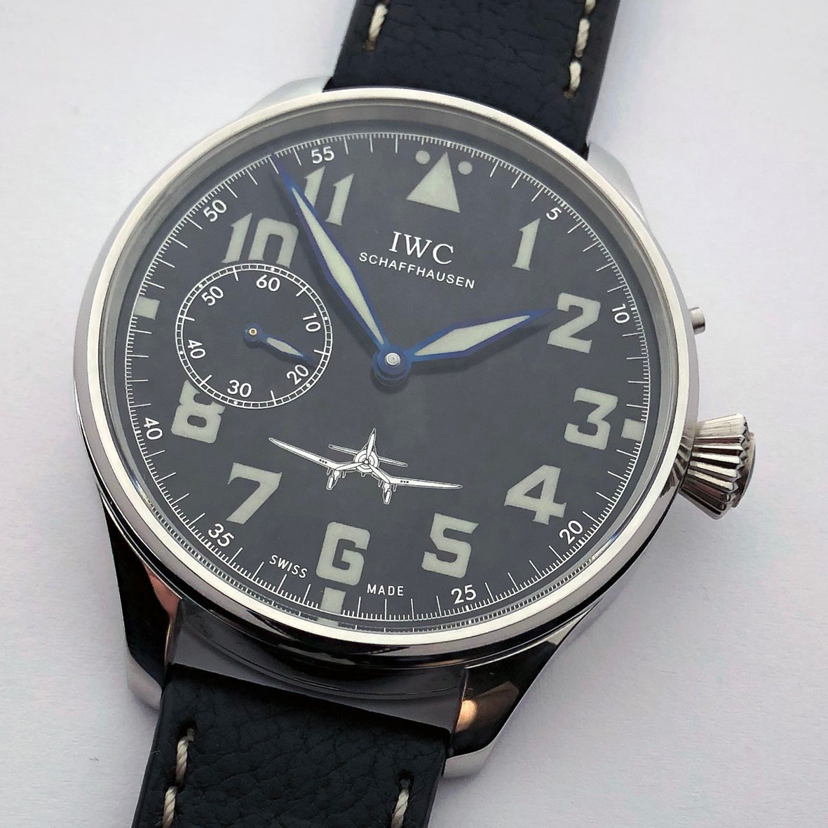 Big Marriage Swiss Military Style Wristwatch IWC Schaffhausen Steel Case Piots