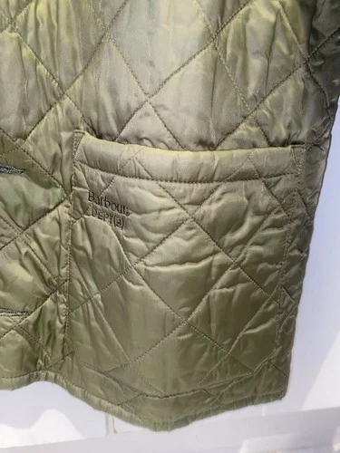 Barbour Dept B Lock Quilt Quilted Jacket Green with Corduroy Collar Men’s Large image 5
