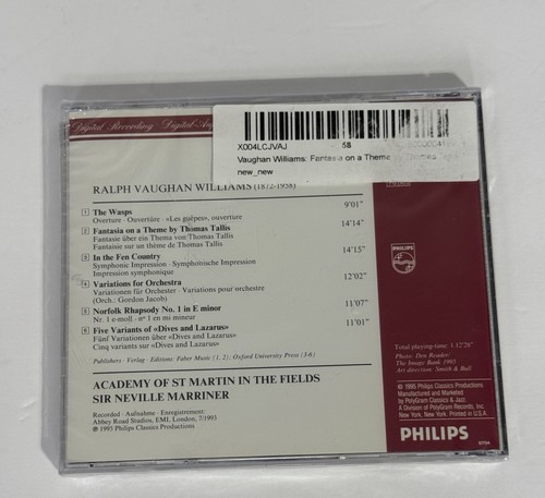 Vaughan Williams: Fantasia On A Theme (CD, 1995) Philips New Sealed - Foto 2 di 6