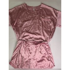 Satin Blush Pink Short Pajama Set - Women Intimates Sleepwear Sz M