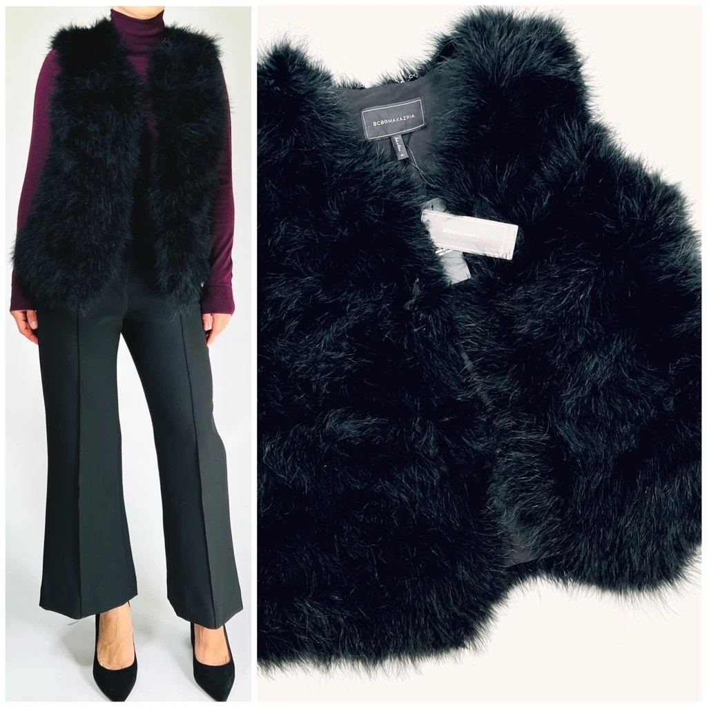 Gilet BCBGMAXAZRIA Gaia En Faux Daim - Taille S - Ouvert Avec Liens - Neuf Sans étiquettes - Style Plumetis