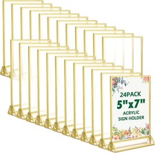 5"x7" Gold Border Acrylic Picture Frames Wedding Table Sign Holder 24PK