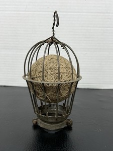 Vtg Metal Light Bulb Cage Guard String Holder Folk Art Steampunk
