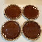 Hull Pottery Brown Drip MCM Oven Proof Bread Plates 6.75" USA Vintage Set of 4